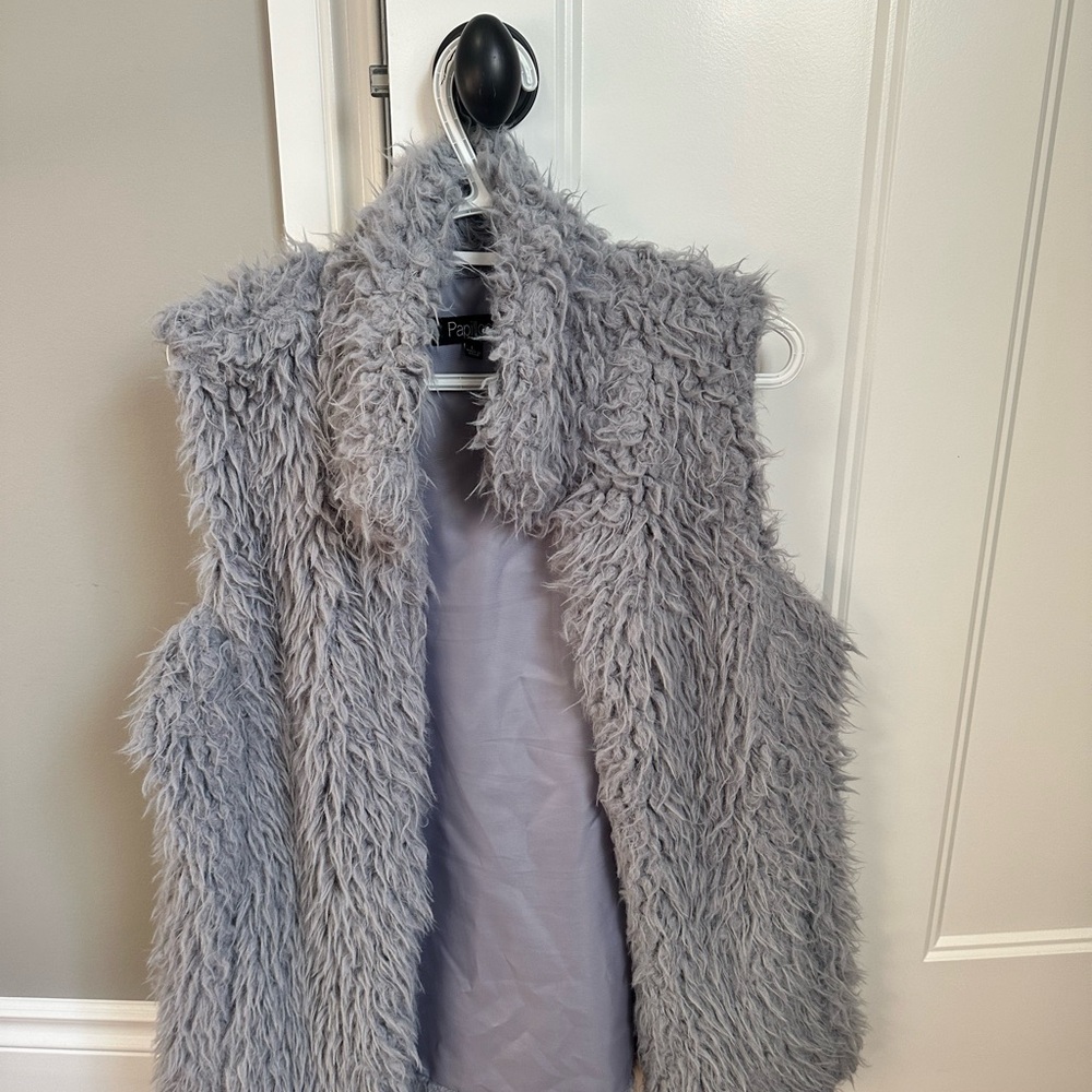 Fuzzy Gray Vest